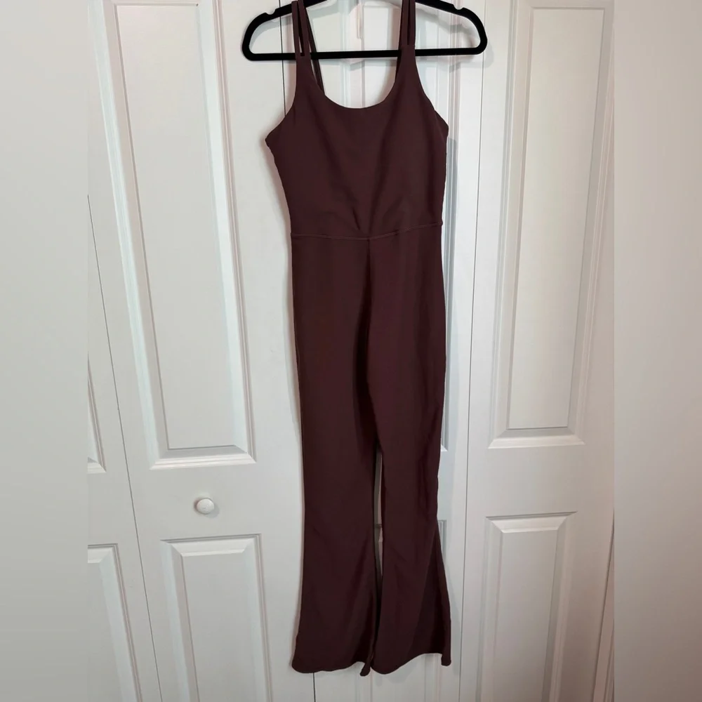 Wilo the Label Flare Jumpsuit Brown Ribbed Size Medium